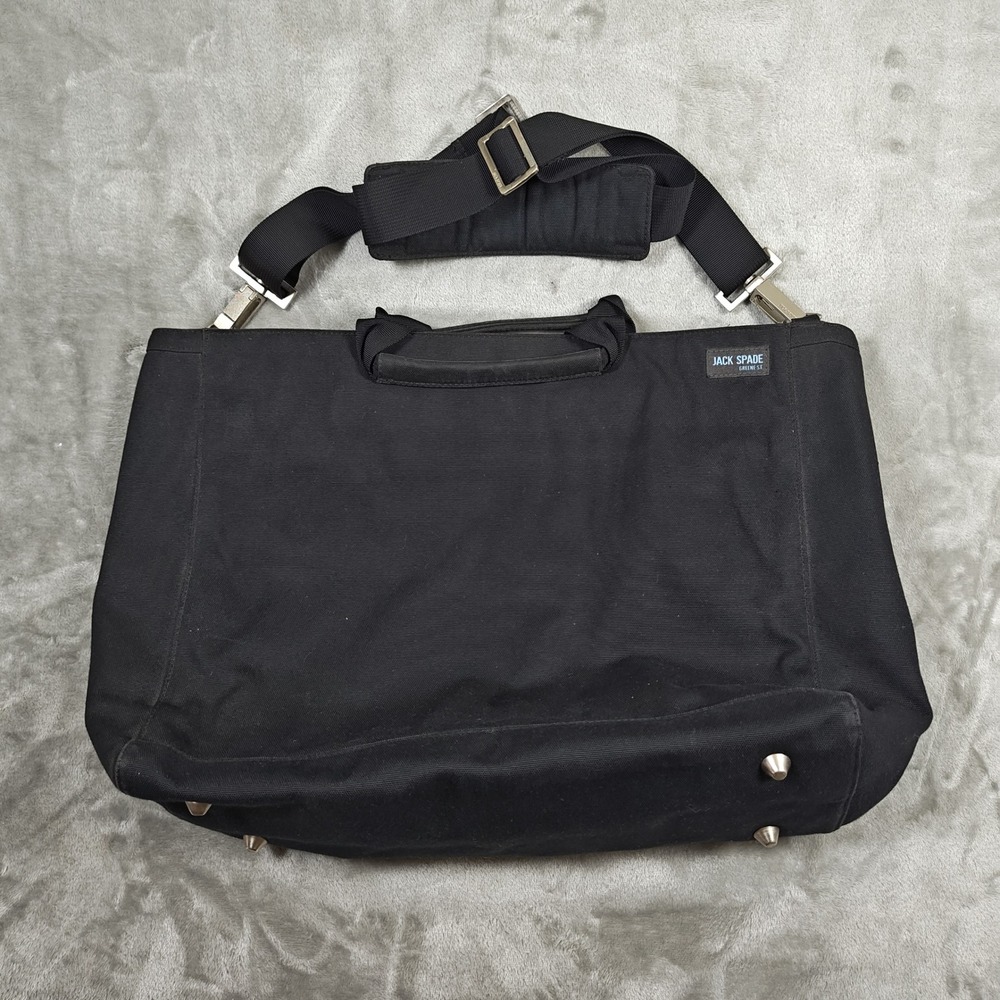 Jack Spade Messenger Bag Mens Large Black Canvas Greene St Commuter Briefcase
